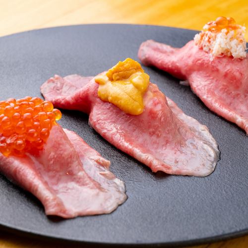 3 pieces of meat sushi (sea urchin x garlic x meat sushi)