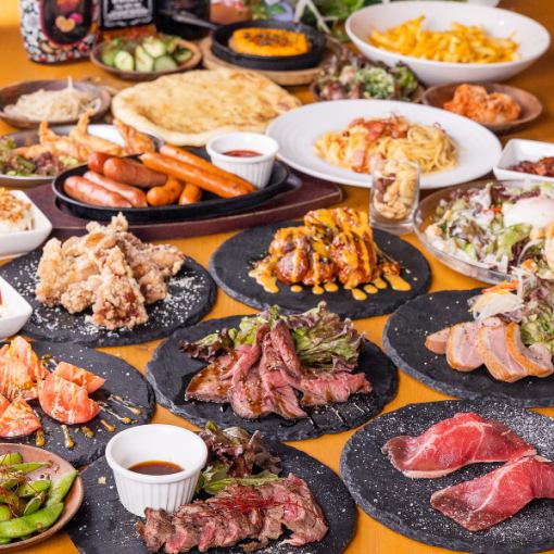 【壓倒其他餐廳/Extreme】肉類壽司+起司料理、牛排等150種以上的高級自助套餐3500日元