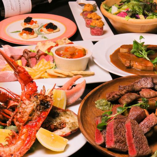 Luxury course including 2 types of wagyu steak/grilled lobster [2H all-you-can-drink] 10 dishes total 10,000 yen