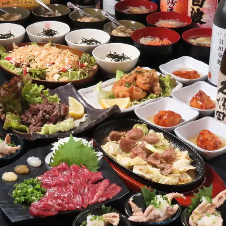 【特選馬刺コース】料理9品+馬刺+150分飲み放題付※飲み放題のビールは生ビールです