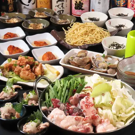 【もつ鍋コース】料理8品+もつ鍋+150分飲み放題付※飲み放題のビールは生ビールです。