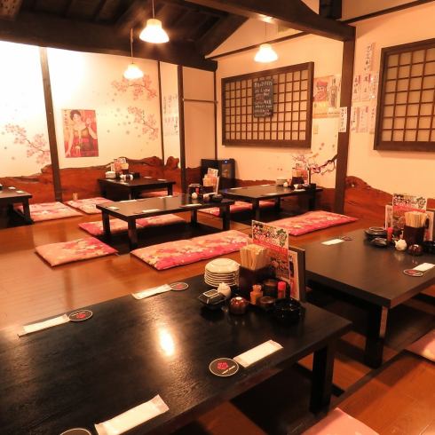 Tatami rooms and sunken kotatsu tables available. Stretch your legs and relax.