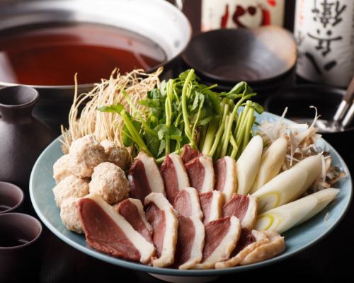 （需預約）仙台名產鴨肉丸子名取seri火鍋（2～3人份）精加工蕎麥麵300日元（11月～3月）