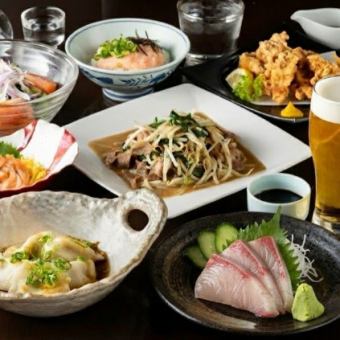 2時間飲み放題付！海老入水餃子・鶏天・豚ニラもやし炒め・造り『石蔵スタンダードコース』