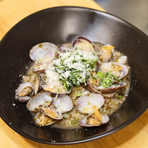 Japanese-style risotto with clams and Suma nori