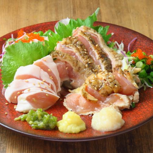 鶏刺し三種盛り
