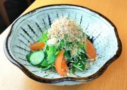 Small sardines and mizuna salad