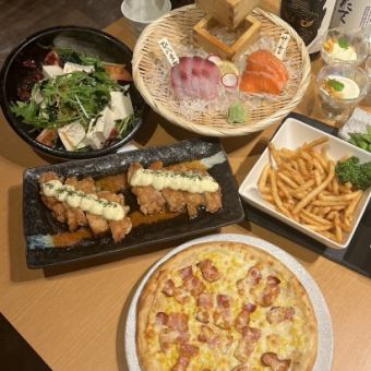 4,500 yen course with 3 kinds of sashimi and a delicious snack