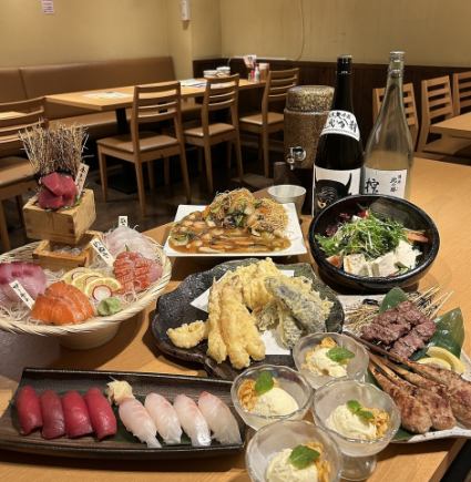 5000 yen course of luxurious sashimi platter and nigiri sushi