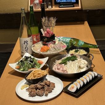 春刺身3点盛りとサロマ和牛もつ鍋４５００円コース