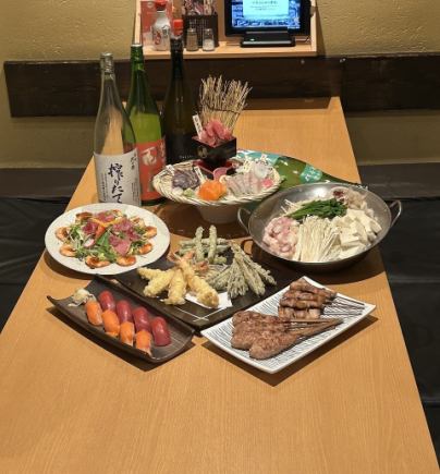 Deluxe 5-piece sashimi platter and 5,000 yen sushi course