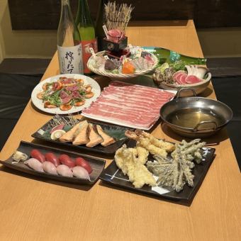 料理長自慢の刺身7点盛りとプレミアム６０００円コース