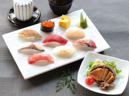 Abalone steak and nigiri sushi