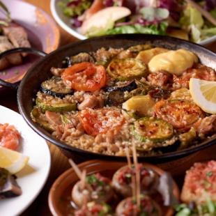 【スペインサマーparty】美味しいスパニッシュ魚介料理が味わえる！120分飲み放題付き5,500円
