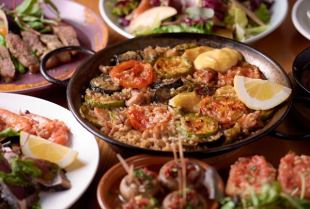 【スペインサマーparty】美味しいスパニッシュ魚介料理が味わえる!120分飲み放題付き5,500円