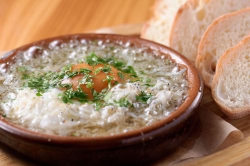 Soma whitebait and egg ajillo