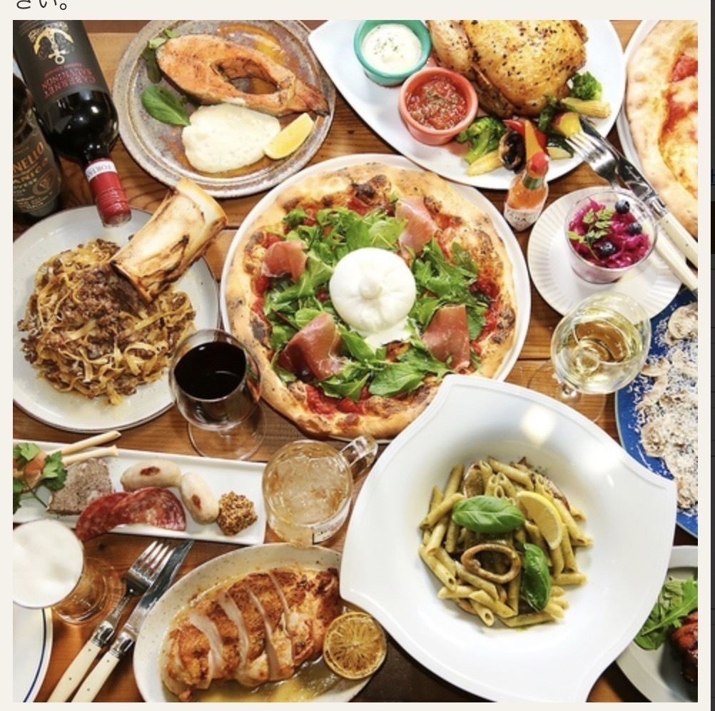 Boasting a wide variety of wines, wood-fired pizza, and creamy burrata ☆ Courses start from 3,000 yen!