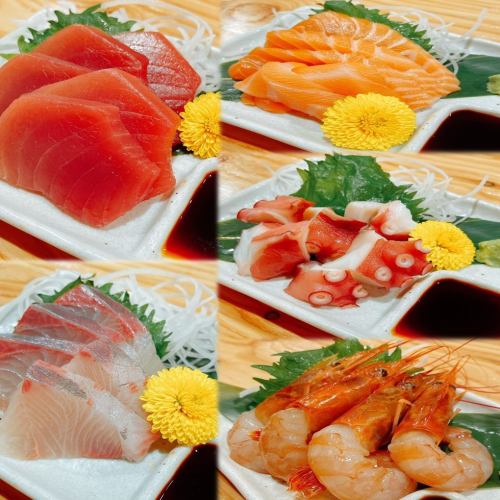 紅蝦/ mber魚/紅鯛魚/章魚/鮭魚/瘦金槍魚
