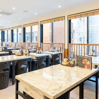 The second floor has six tables that seat four people and four seats at the counter, so there is plenty of space to seat everyone.Great for groups too!