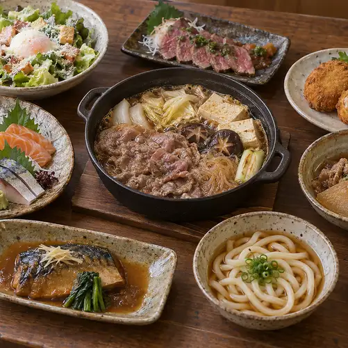 【忘年会・新年会】特選コース!!牛すき焼き鍋と刺身5種盛り全9品◆2時間飲み放題付き7,000円