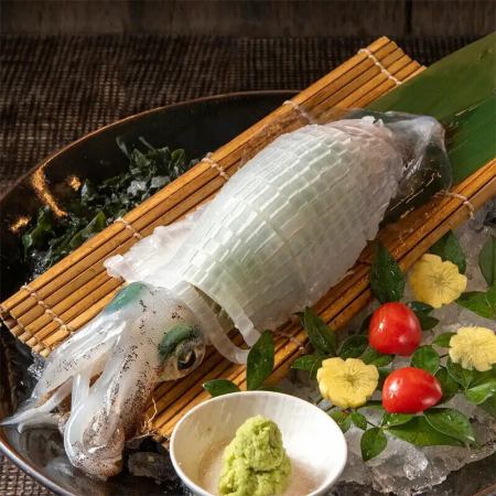 3月限定＜2ｈ飲放生付×料理9品＞イカ造りや黒毛和牛のおひつご飯9品【イカの姿造りコース】