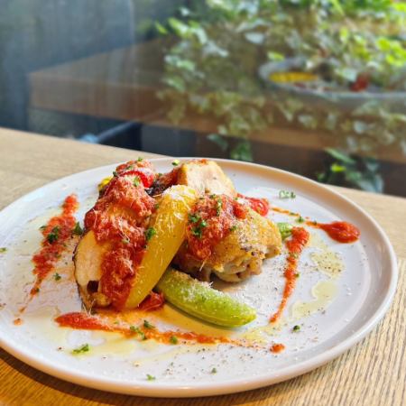 【平日限定】カジュアルランチ　サラダビュッフェ×博多地鶏　大皿プラン　3000円　