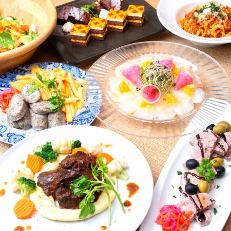 【忘年会】ボリューム満点全10品 牛ホホ肉の煮込みをメインにビール付きの飲み放題2時間制