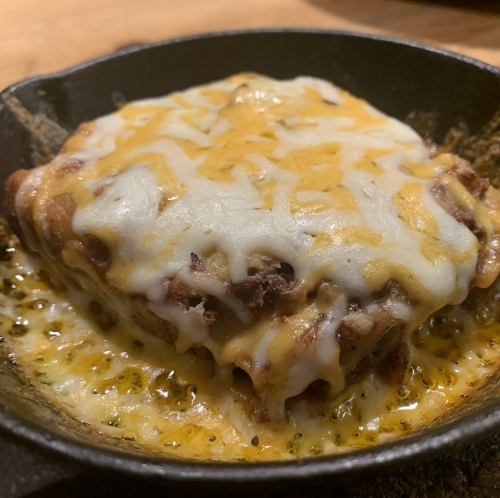 Mori no Jukuoh Miso Lasagna on a Hot Iron Plate