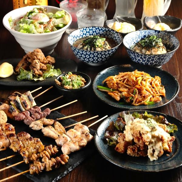 【120分飲み放題付】こだわりの焼鳥盛り合わせ10種とチキン南蛮を含む全8種★4480円（税込）