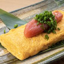 だし巻き玉子の明太一本のせ