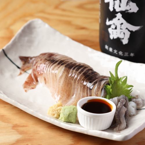 名物！日本海直送！スルメイカの姿造り～肝醤油で～