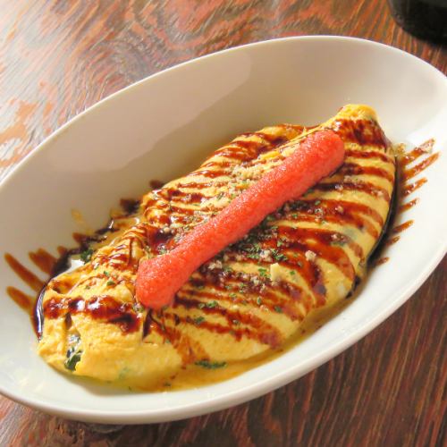 Spinach mentaiko cheese omelette