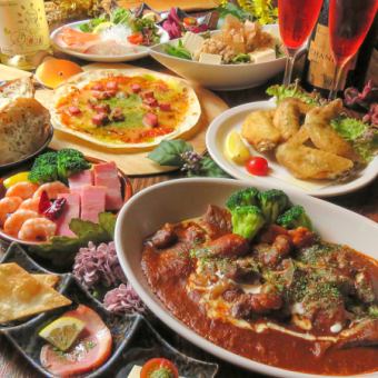 《11・12月限定》じっくり煮込んだビーフシチュー&名物アヒージョコース★120分飲放全8品4980円