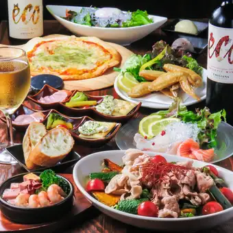 《7月8月はコチラ》夏の牛と豚の冷しゃぶ仕立てコース【あじるコース】120分飲放★全8品