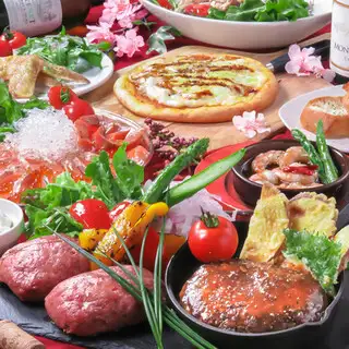 Limited time offer in September and October! All-you-can-drink included! Ajiru's Ajillo and Hamburg Steak Course ★ 8 dishes total 4980 yen