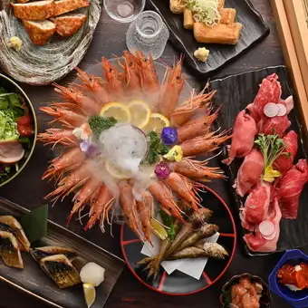 【含3小時暢飲】鮮蝦涮涮鍋套餐,配濃鬱蝦味噌和西京味噌湯底【共10道菜/9000日元→8000日元】