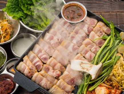 [All-you-can-eat and drink extra-thick pork samgyeopsal ★ 3 dishes included] 2 hours 3,980 yen <All-you-can-drink included>