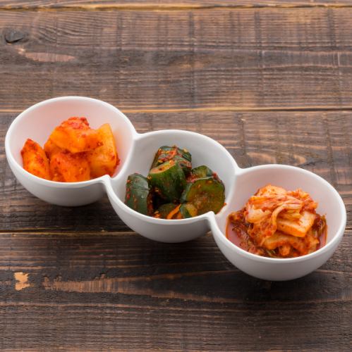 Assortment of 3 types of kimchi