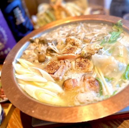 【歓送迎会】鶏白湯鍋×天ぷら盛りの満足コース【志野】飲み放題2時間付き◆5000円(税込)