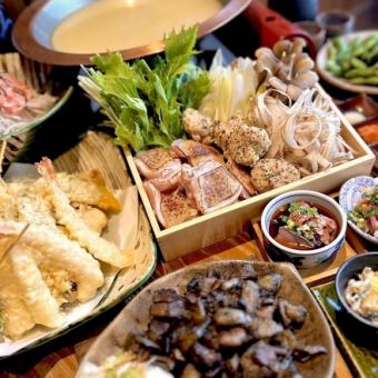 【歓送迎会】3種刺盛×鶏白湯鍋×天ぷら盛【織部】飲み放題2時間付き◆6000円(税込)