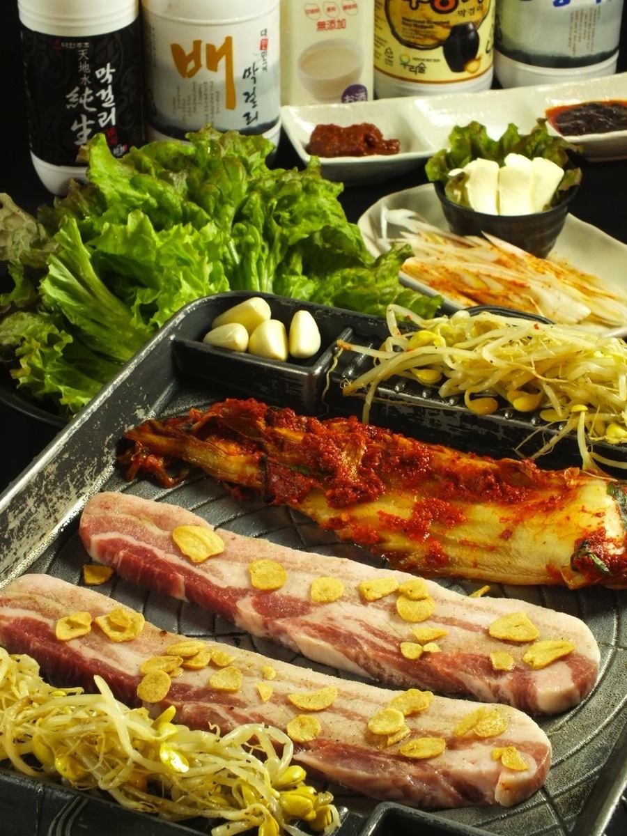 韓国料理食べ放題！サムギョプサル、プルコギ…120分飲み放題付