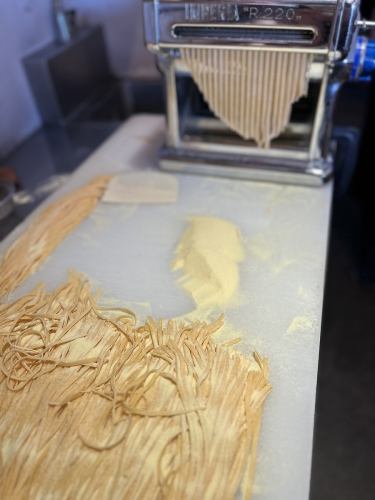 You can eat homemade handmade pasta that takes time and effort by hand