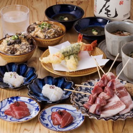 【当日OK◎お任せコース】刺身・焼鳥・揚げ物・炭火親子丼など≪全5品≫3,000円(税込)