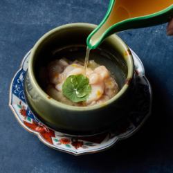 白子と根セロリの昆布だし和え