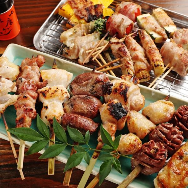 Grilled skewers and vegetable-wrapped skewers that are particular about the ingredients!