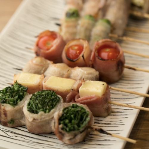 Very popular with women! Vegetable roll skewers start at 280 JPY (incl. tax)