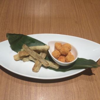 ごぼうの唐揚げ&カリカリチーズ