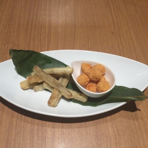ごぼうの唐揚げ&カリカリチーズ