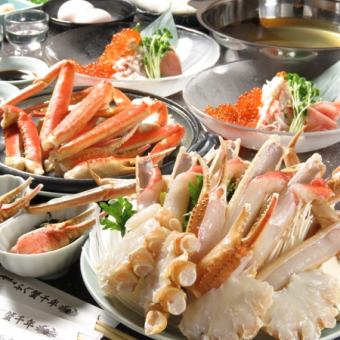 For various banquets and entertainment! [Full course of snow crab] 5 dishes including the famous abalone crab sukiyaki and steamed crab on a ceramic plate, etc. 7000 yen (tax included)