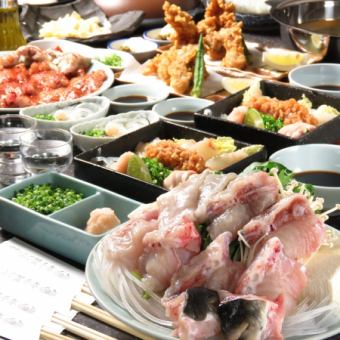 适合各种宴会和娱乐！【虎河豚VIP全套】大荒铁切、豚骨涮锅等8道菜品10,000日元（含税）